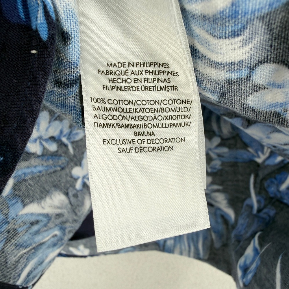 Ralph Lauren Hawaiian Shirt Mens Large Navy Blue Floral Tropical Aloha Top - Picture 7 of 7